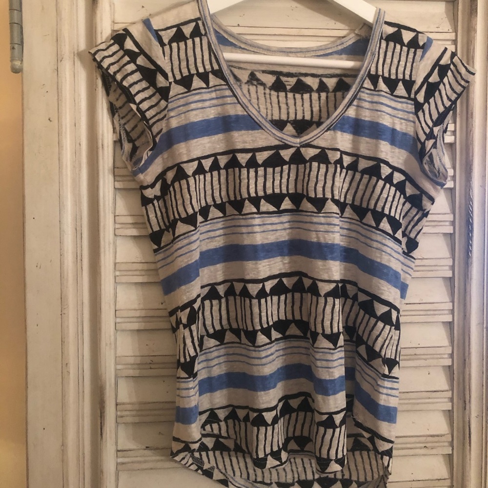 Geometric Print stripes TShirt | blue gray black